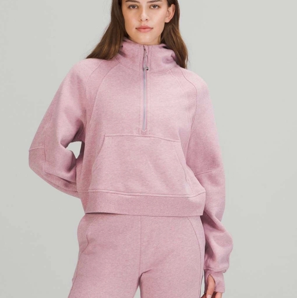 Lululemon Scuba Oversized Half Zip Hoodie Heathered Pink Taupe M/L